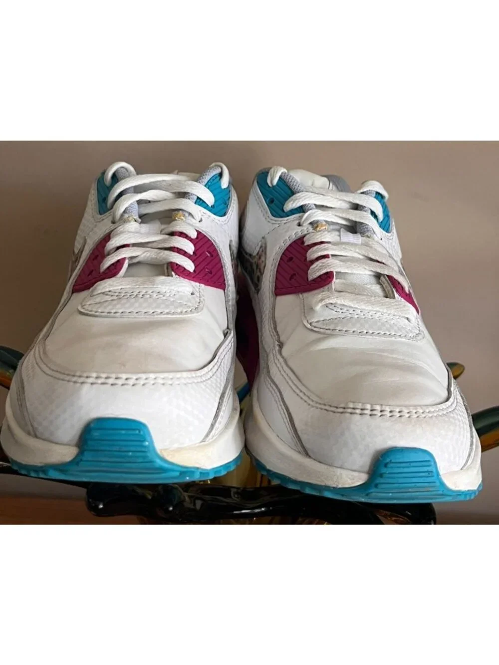 Nike Air Max 90 LTR SE ( GS ) Youth 6.5 Polka Dot White/Pink/Blue (DV1843 100)
